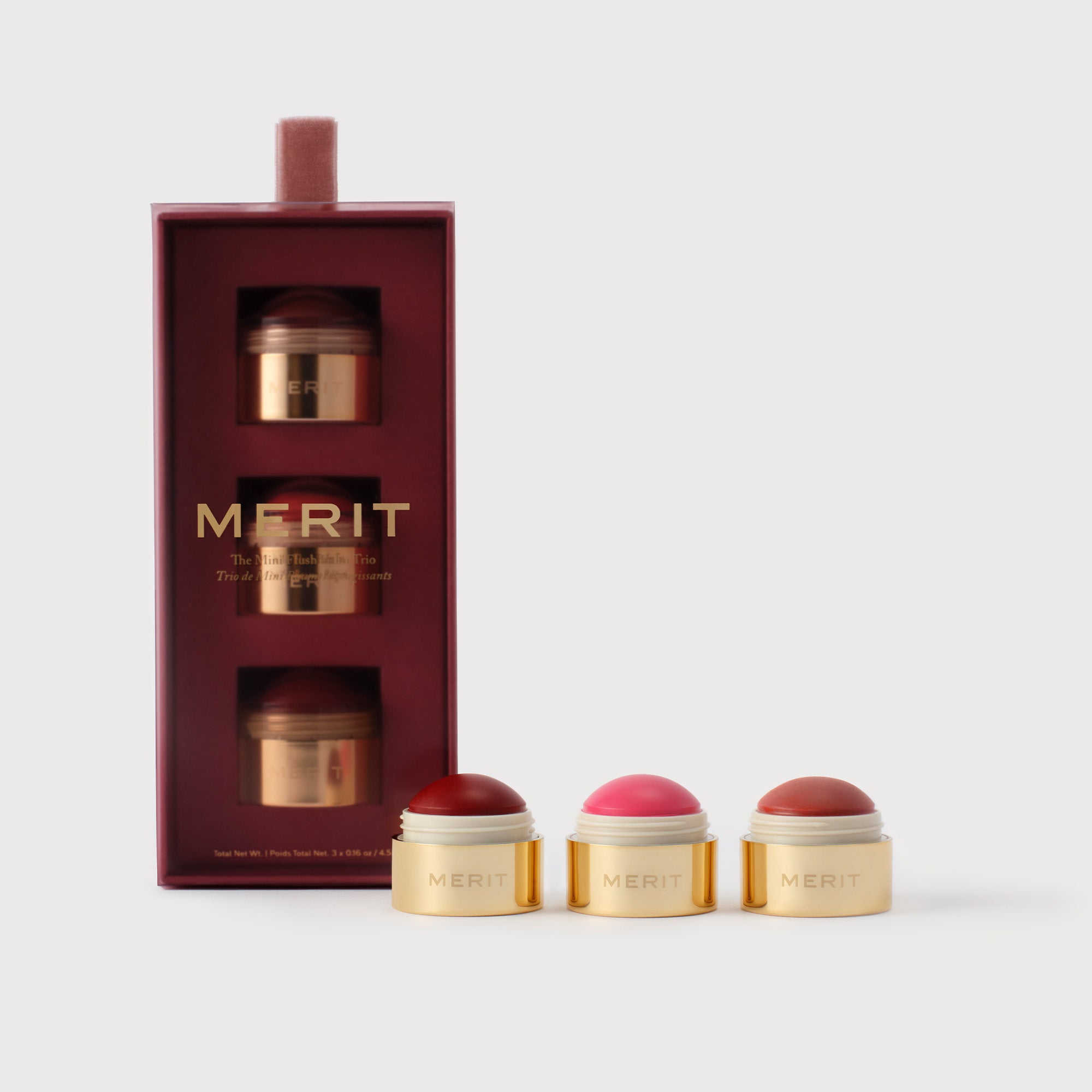 Master || Mini Flush Balm Trio in Post Modern, Le Bon Bon and Redux in and out of box.