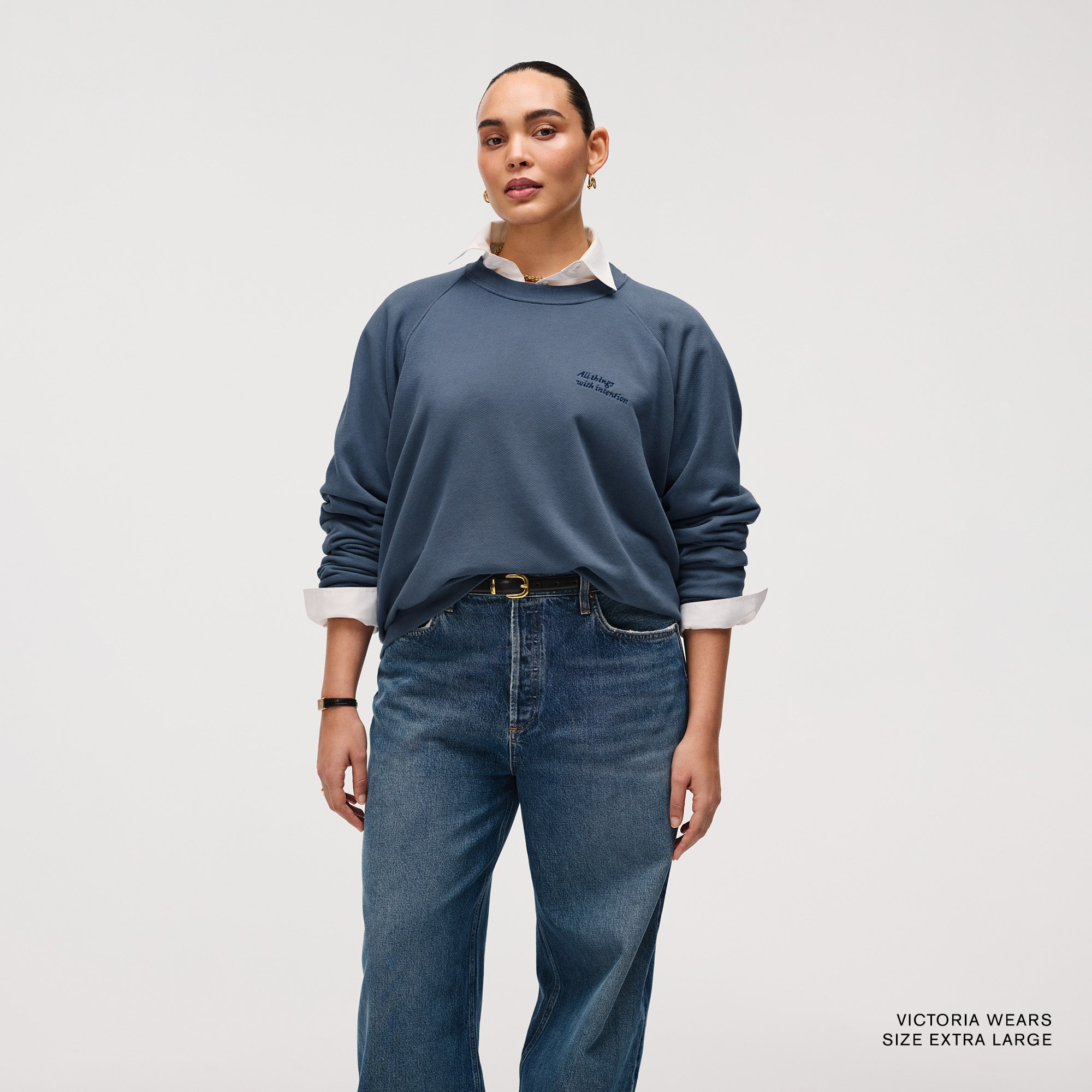 Master || Victoria wears size extra large.