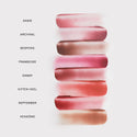 Master || Swatches of Signature Lip Blush with shade names next to them on a white background.