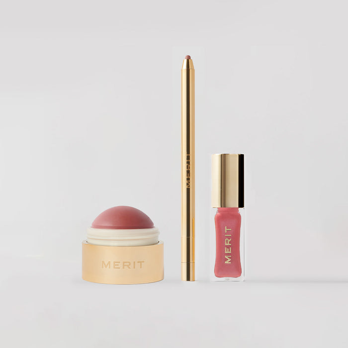 Master || Merit makeup trio including a flush balm blush, Signature Lip Liner and shade slick 