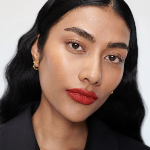 Vermillion | face::medium | Shikin wears Signature Lip Matte in Vermillion