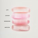Les Deux | | Swatches of Shades Jeté, Les Deux, Maraschino, Mapleton on a white background
