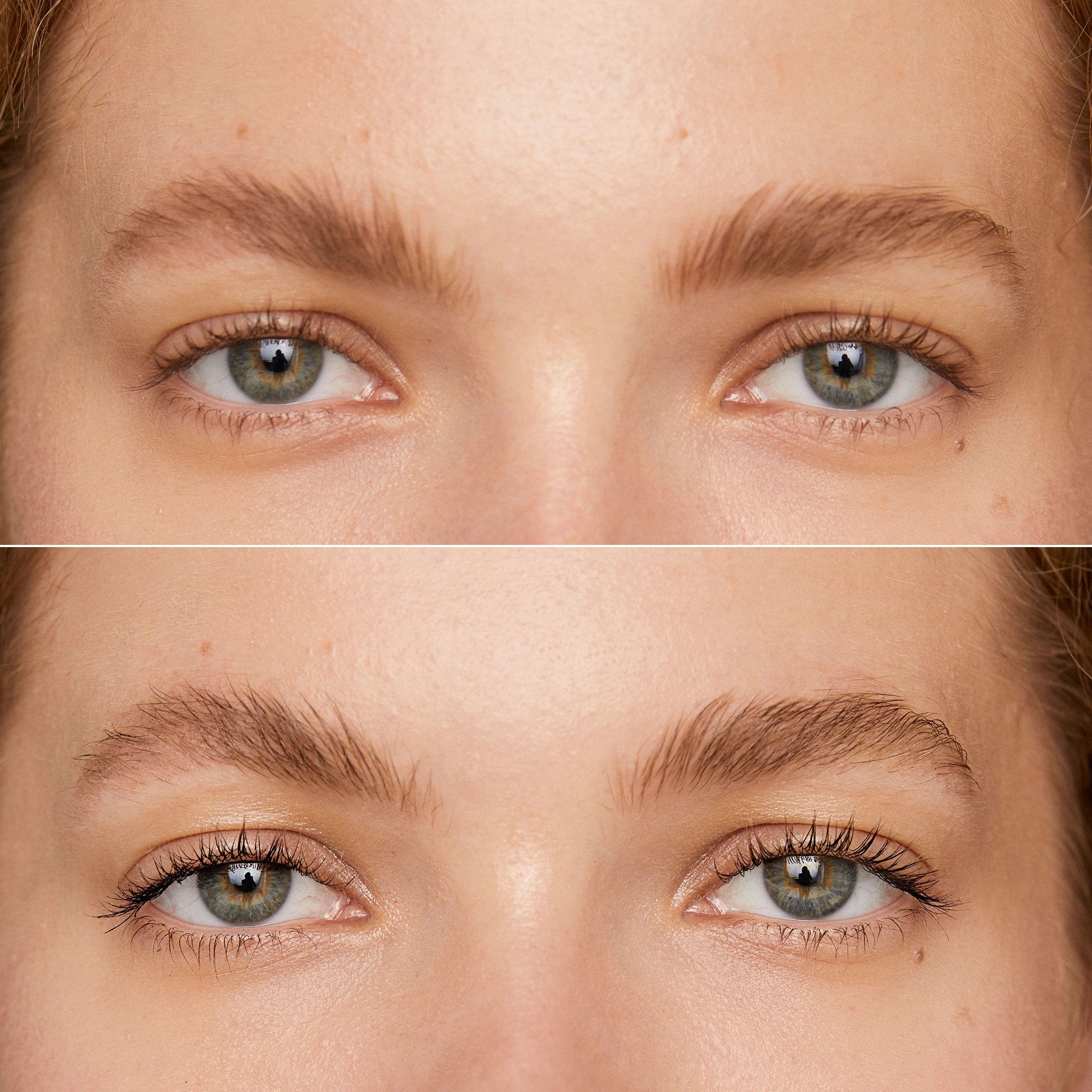 Master | | Before and After of Model with Clean Lash mascara on

